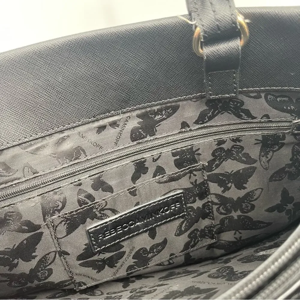 REBECCA MINKOFF Purse Monroe Tote Shoulder Bag Satchel Leather Gold Hardware
